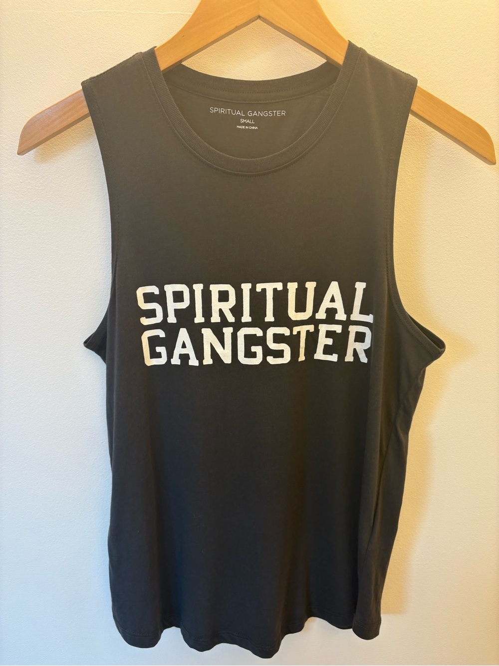 Spiritual Gangster Charcoal Muscle Tee with White Logo — New w/o Tag